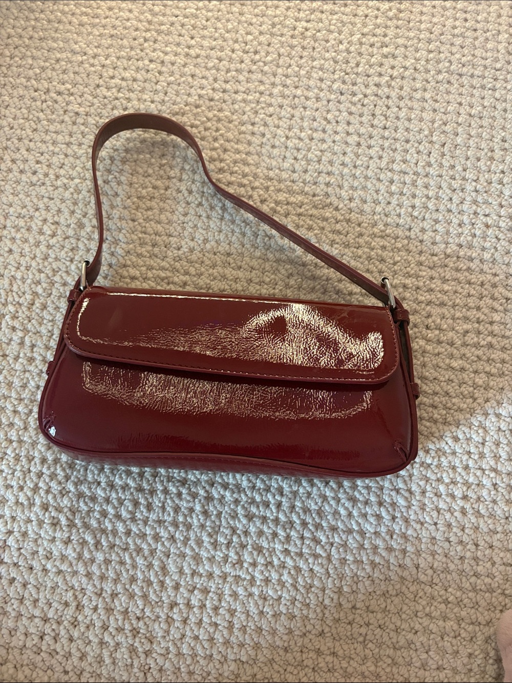 Edickted Patent Leather Shoulder Bag in Deep Burgundy